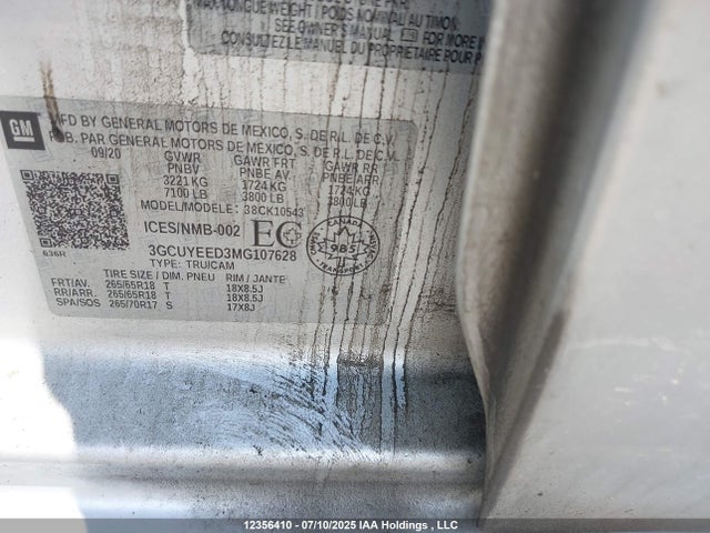 3GCUYEED3MG107628 Chevrolet l84 - di, alum, gen 5, var 2