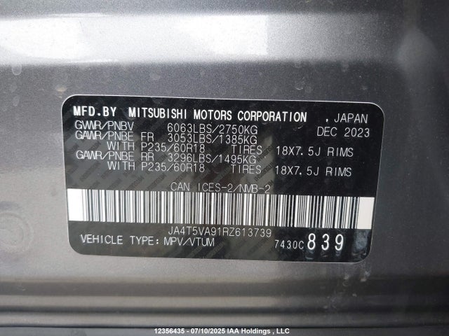 JA4T5VA91RZ613739 Mitsubishi s91-ya1