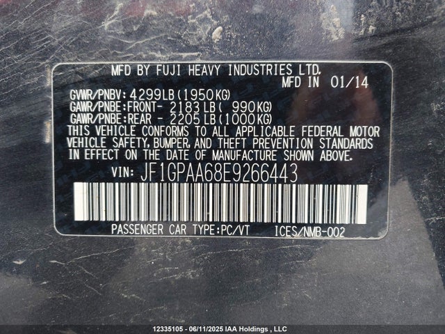 JF1GPAA68E9266443 Subaru 2014