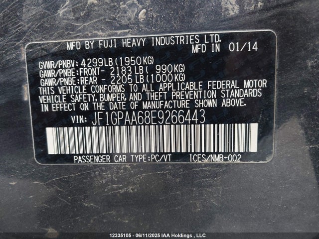 JF1GPAA68E9266443 Subaru 2014