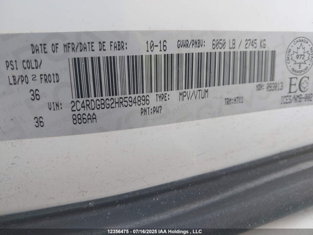 2C4RDGBG2HR594896 Dodge Grand Caravan