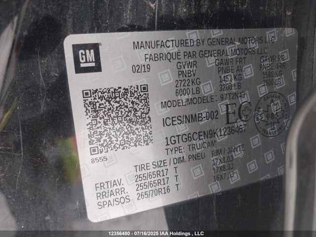 1GTG6CEN9K1236467 GMC lgz - direct injection, variable valve timing, alum, var2, gen 2