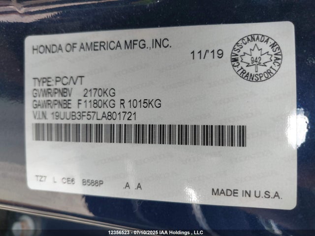 19UUB3F57LA801721 Acura j35y6