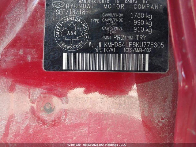 KMHD84LF8KU776305 Hyundai mpi nu