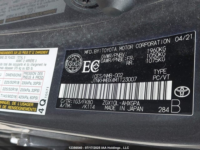 JTNKHMBX4M1123007 Toyota 3zr-fae