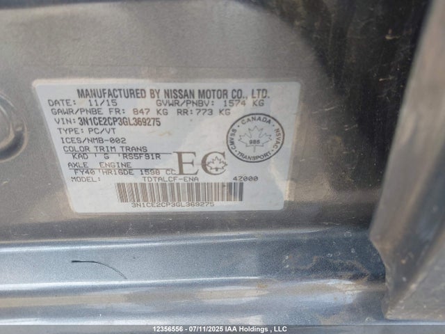 Nissan VERSA NOTE 2016 3N1CE2CP3GL369275 Image 9