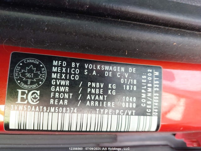 3VW5DAAT9JM508374 Volkswagen Beetle