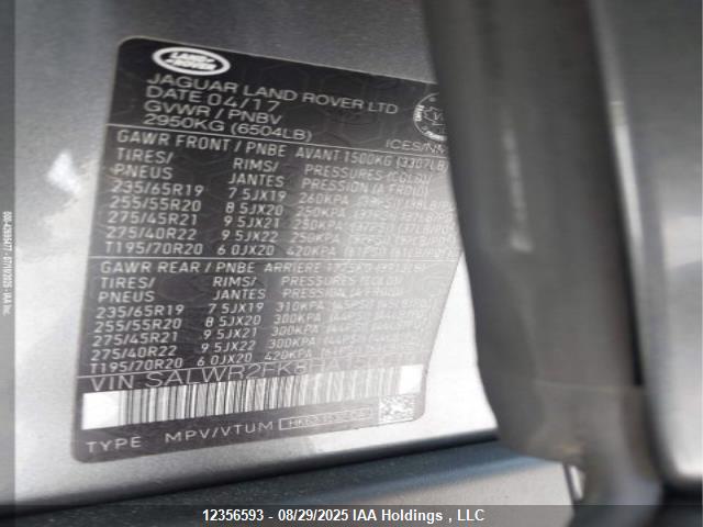 SALWR2FK8HA150019 Land Rover td6 lev3 lev160