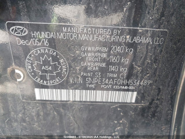 5NPE34AF0HH534489 Hyundai 2017