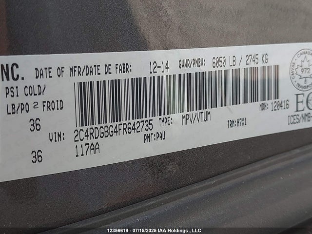 2C4RDGBG4FR642735 Dodge Grand Caravan