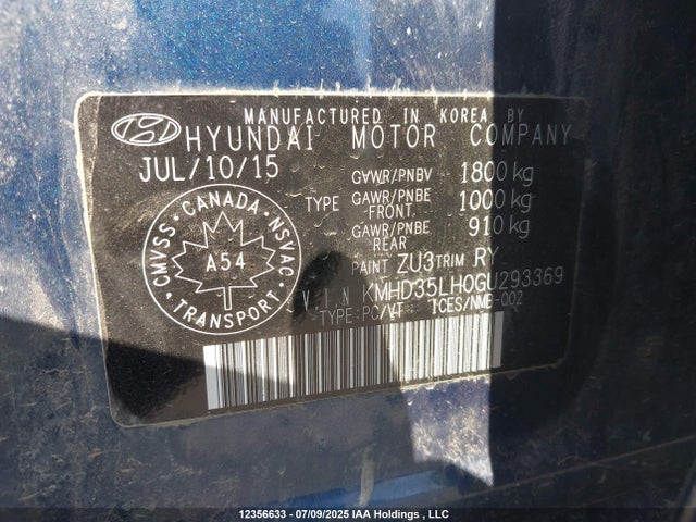 KMHD35LH0GU293369 Hyundai dohc gdi nu
