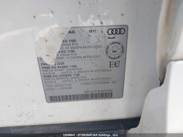 WA1JCCFS9JR015495 Audi 2018