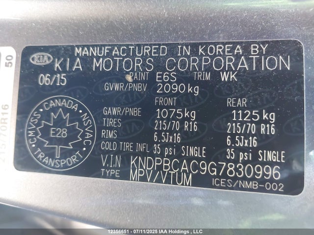 KNDPBCAC9G7830996 KIA Sportage Lx