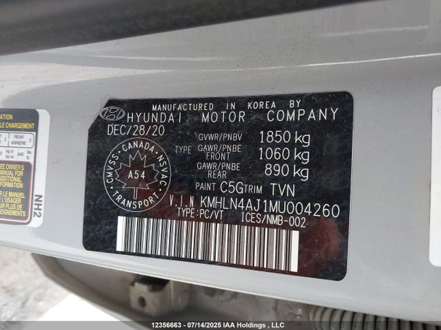 KMHLN4AJ1MU004260 Hyundai gdi kappa
