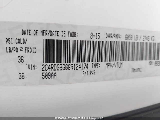 2C4RDGDG3GR377112 Dodge Grand Caravan