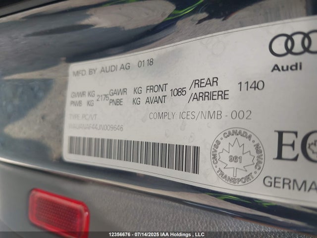 WAUANAF44JN009646 Audi 2018