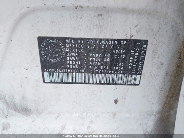 3VWPL7AJXEM625898 Volkswagen JETTA SPORTWAGEN