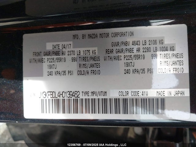 JM3KFBDL4H0139462 Mazda py