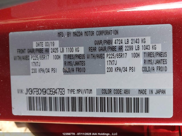 JM3KFBCM9K0594793 Mazda py cylinder deactivation