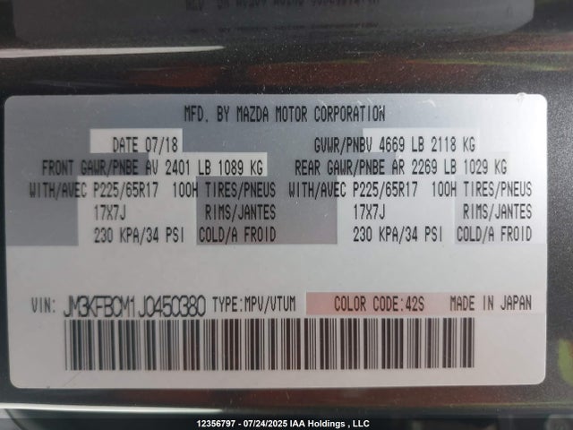 Mazda py cylinder deactivation 2018 JM3KFBCM1J0450380 Image 19