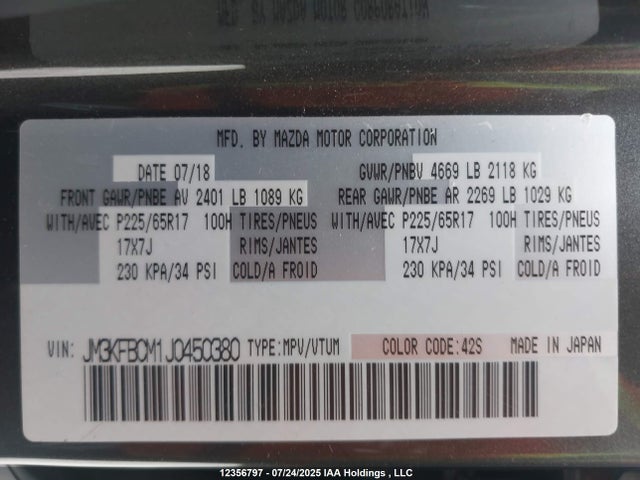 Mazda py cylinder deactivation 2018 JM3KFBCM1J0450380 Image 9