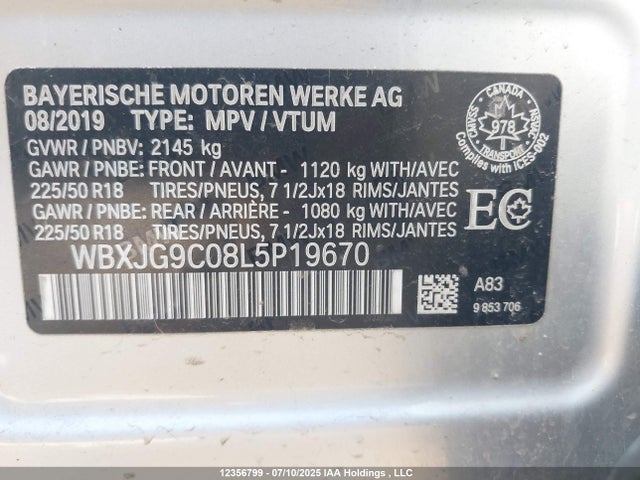 WBXJG9C08L5P19670 BMW X1
