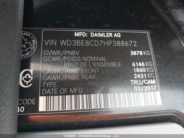 WD3BE8CD7HP388672 Mercedes-Benz om642