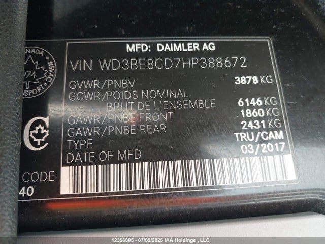 WD3BE8CD7HP388672 Mercedes-Benz om642
