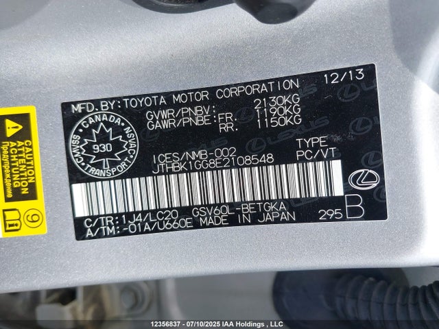 Lexus 2gr-fe 2014 JTHBK1GG8E2108548 Image 9