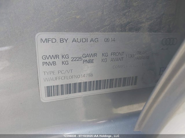 Audi flex fuel capable engine 2015 WAUFFCFL0FN014758 Image 9