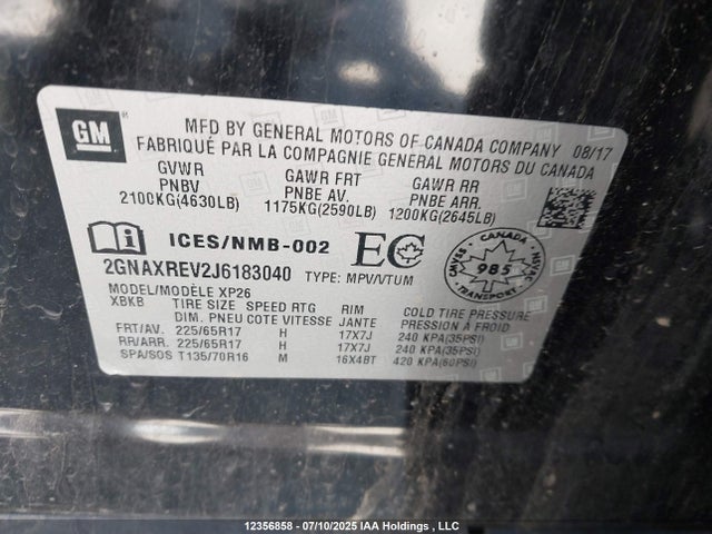 2GNAXREV2J6183040 Chevrolet Equinox