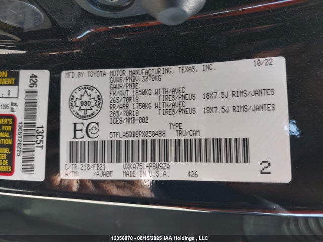 Toyota v35a-fts 2023 5TFLA5DB8PX058488 Image 19