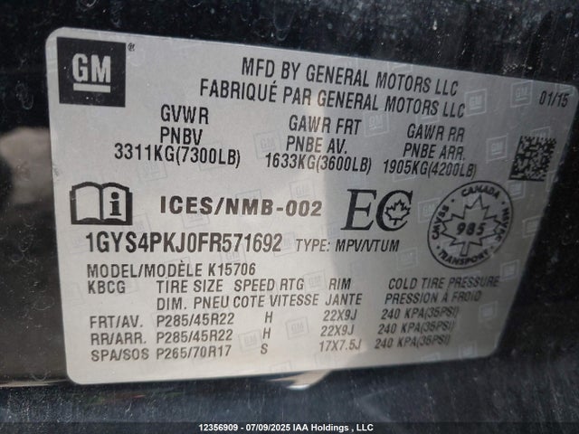 1GYS4PKJ0FR571692 Cadillac l86 - vvt, afm, e85 max, aluminum
