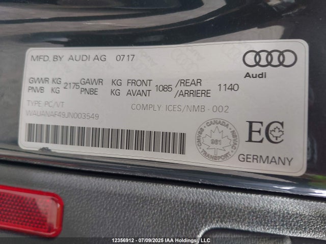 WAUANAF49JN003549 Audi A4 2.0t Komfort