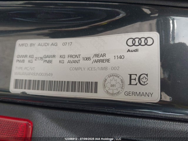 WAUANAF49JN003549 Audi A4 2.0t Komfort