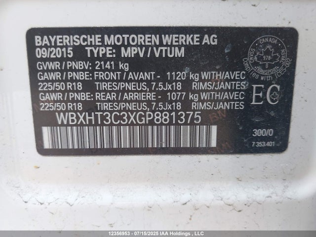 WBXHT3C3XGP881375 BMW X1