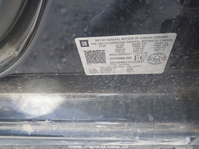 2GCVKMEC7K1212847 Chevrolet l83 - di, afm, alum, gen 5, var 1