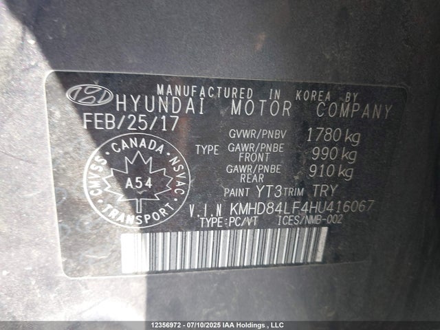 Hyundai Elantra 2017 KMHD84LF4HU416067 Image 19