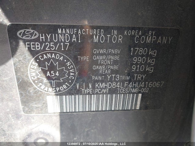 Hyundai Elantra 2017 KMHD84LF4HU416067 Image 9