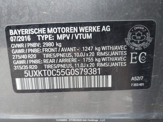 5UXKT0C55G0S79381 BMW X5