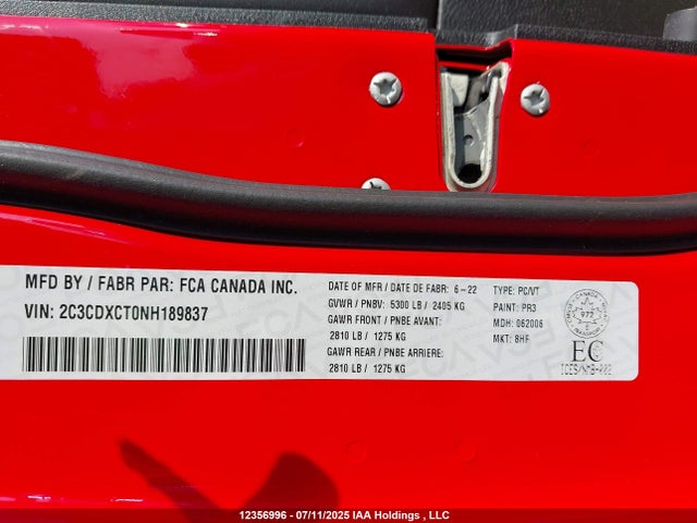 Dodge 2022 2022 2C3CDXCT0NH189837 Image 9