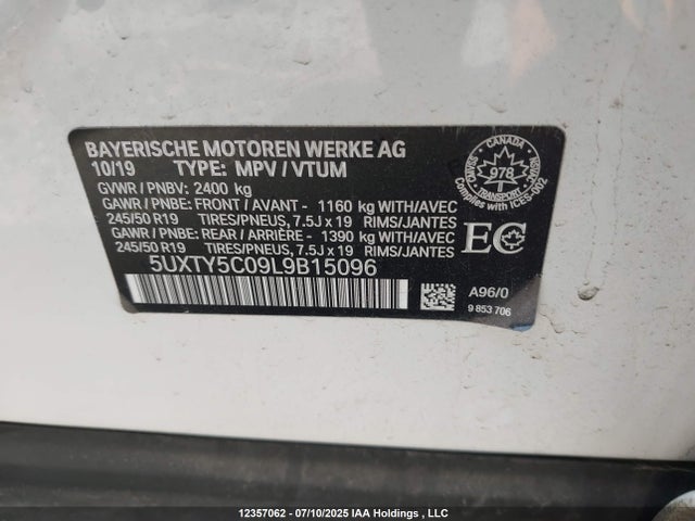 5UXTY5C09L9B15096 BMW X3
