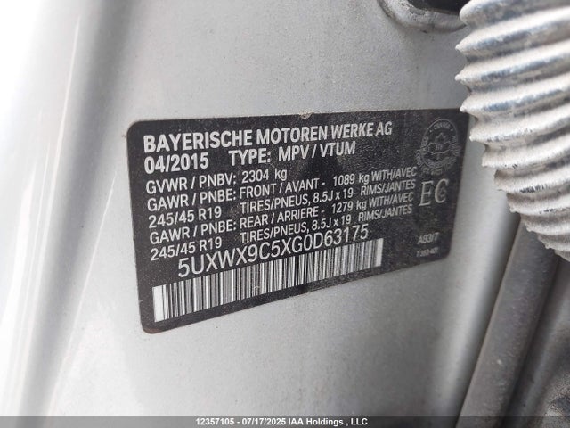 5UXWX9C5XG0D63175 BMW X3
