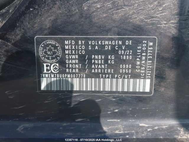 3VWEM7BU0PM007778 Volkswagen tsi