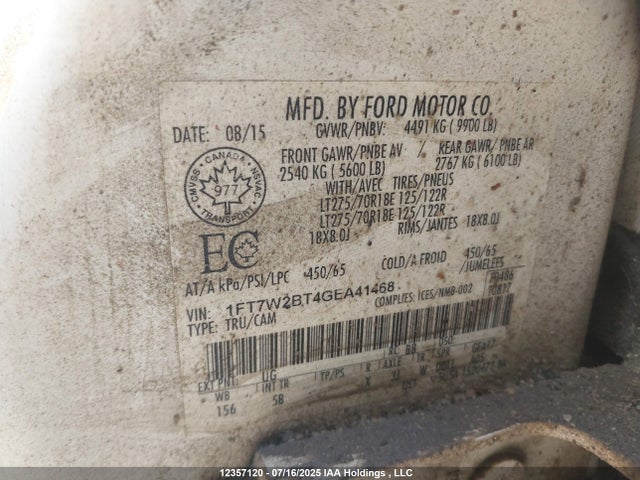Ford 2016 2016 1FT7W2BT4GEA41468 Image 9