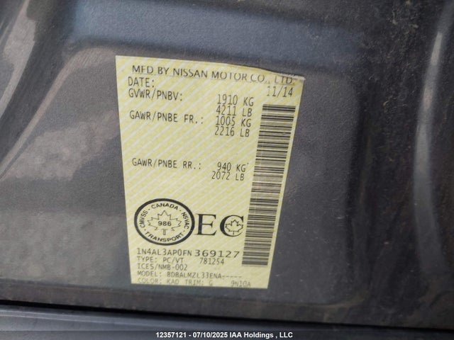 1N4AL3AP0FN369127 Nissan 2015