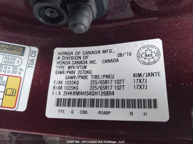 2HKRM4H54GH126894 Honda k24w9