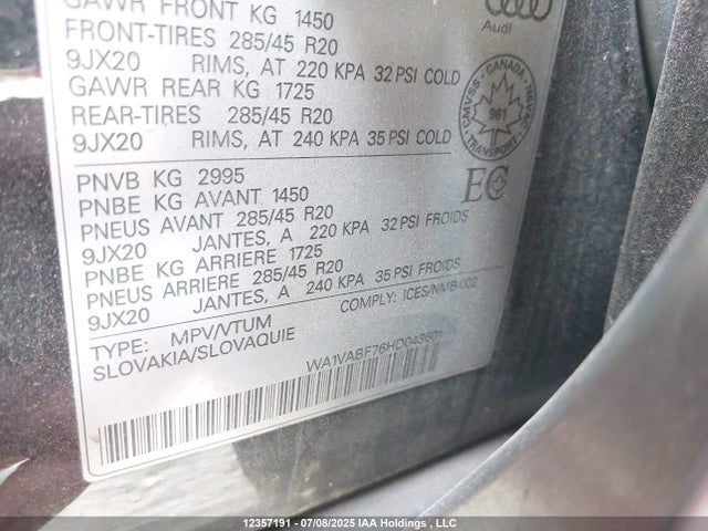 Audi 2017 2017 WA1VABF76HD043601 Image 9