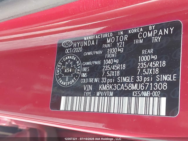 Hyundai t-gdi gamma 2021 KM8K3CA58MU671308 Image 9