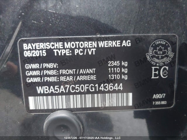 WBA5A7C50FG143644 BMW 2015
